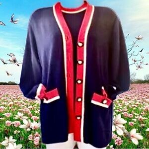 San Remo by Laura Knit Jacket & Top Twin Set Vintage 80's